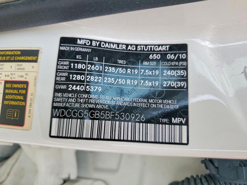 49287356 :رقم المزاد ، WDCGG5GB5BF530926 vin ، 2011 Mercedes-benz Glk مزاد بيع