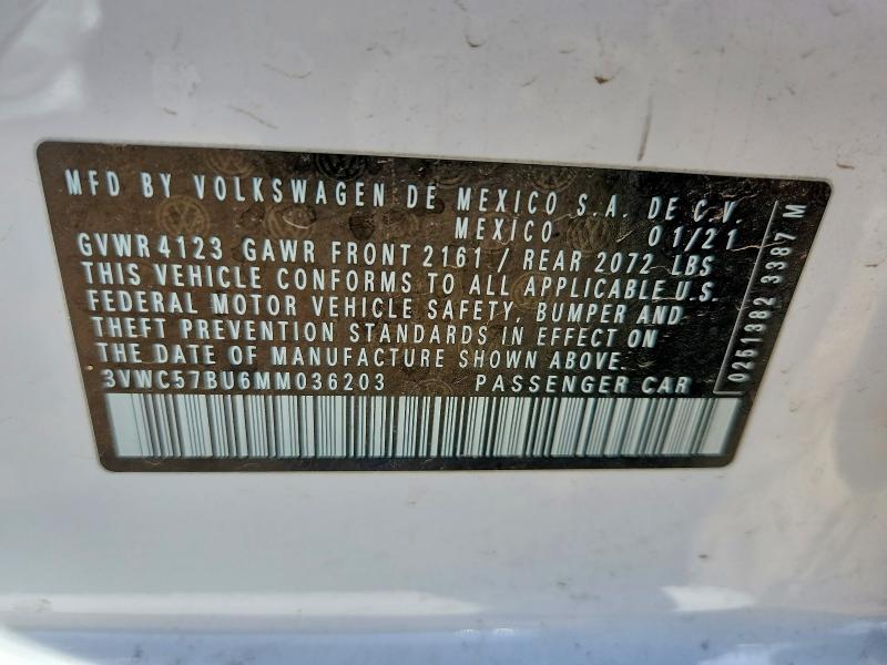 50306056 :رقم المزاد ، 3VWC57BU6MM036203 vin ، 2021 Volkswagen Jetta مزاد بيع