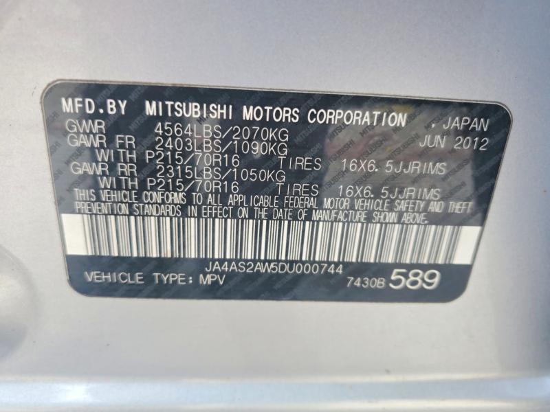 Продаж на аукціоні авто 2013 Mitsubishi Outlander, vin: JA4AS2AW5DU000744, номер лоту: 51202256