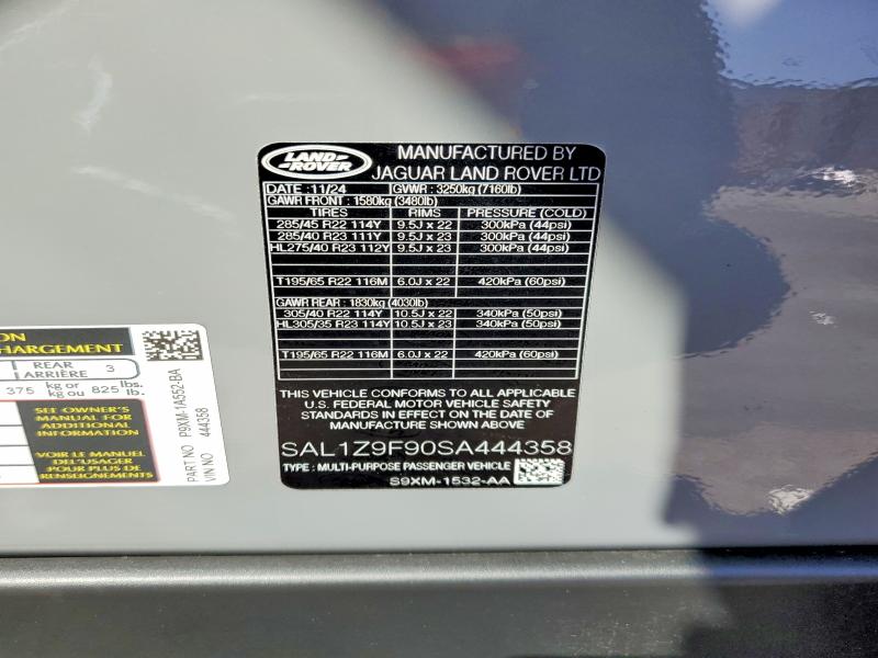 50249026 :رقم المزاد ، SAL1Z9F90SA444358 vin ، 2025 Land Rover Range Rover Sport مزاد بيع
