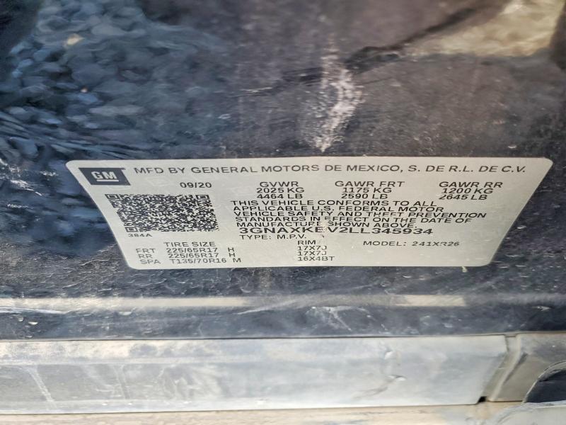 Продажа на аукционе авто 2020 Chevrolet Equinox, vin: 3GNAXKEV2LL345934, номер лота: 50482856
