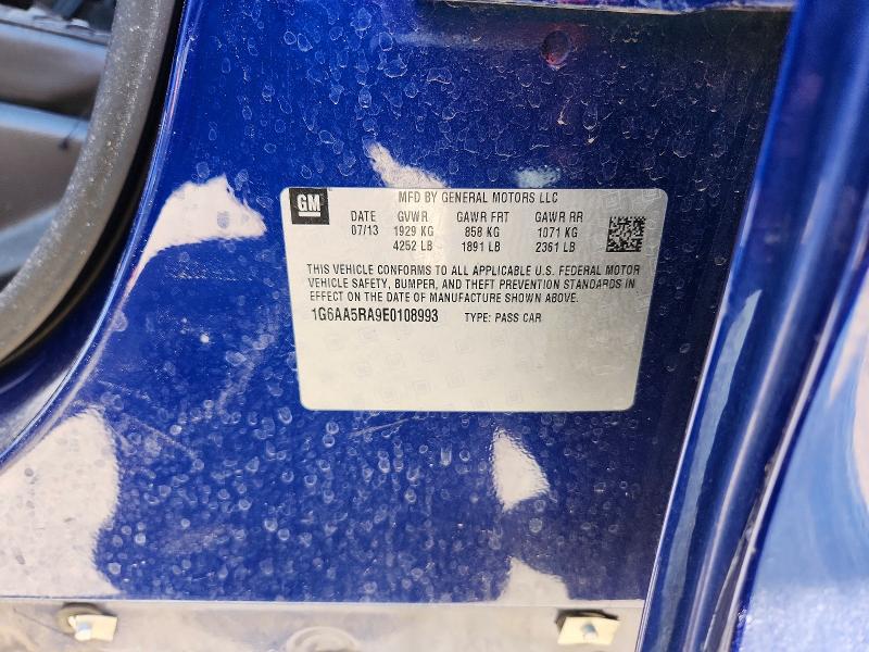 2014 Cadillac Ats მანქანა იყიდება აუქციონზე, vin: 1G6AA5RA9E0108993, აუქციონის ნომერი: 50951506