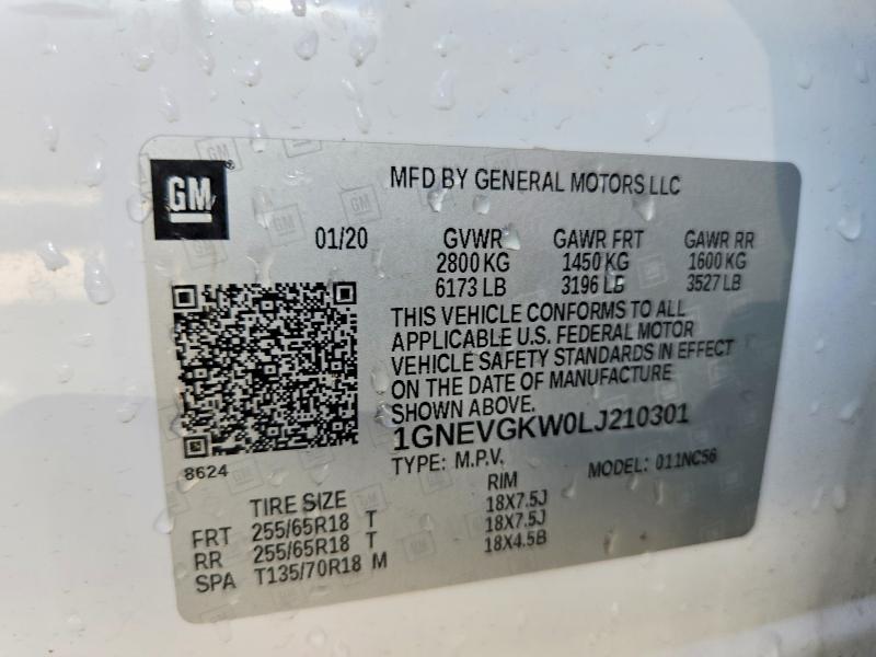 Продажа на аукционе авто 2020 Chevrolet Traverse, vin: 1GNEVGKW0LJ210301, номер лота: 50077496