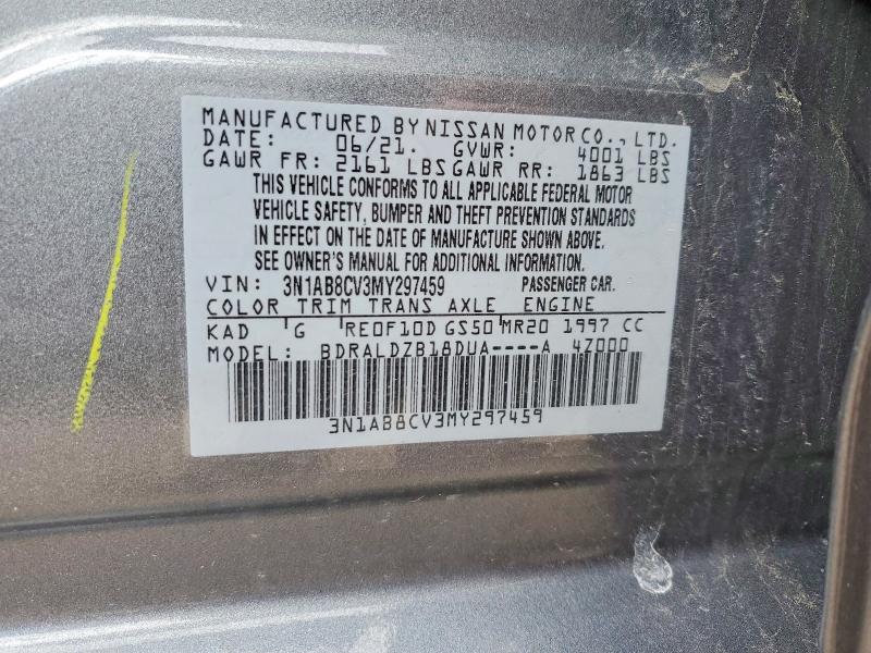 Продаж на аукціоні авто 2021 Nissan Sentra, vin: 3N1AB8CV3MY297459, номер лоту: 50430456
