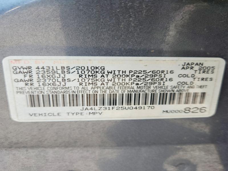 Aukcja sprzedaży 2005 Mitsubishi Outlander, vin: JA4LZ31F25U049170, numer aukcji: 48253356