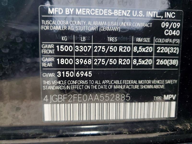 2010 Mercedes-benz Gl მანქანა იყიდება აუქციონზე, vin: 4JGBF2FE0AA552885, აუქციონის ნომერი: 48469356