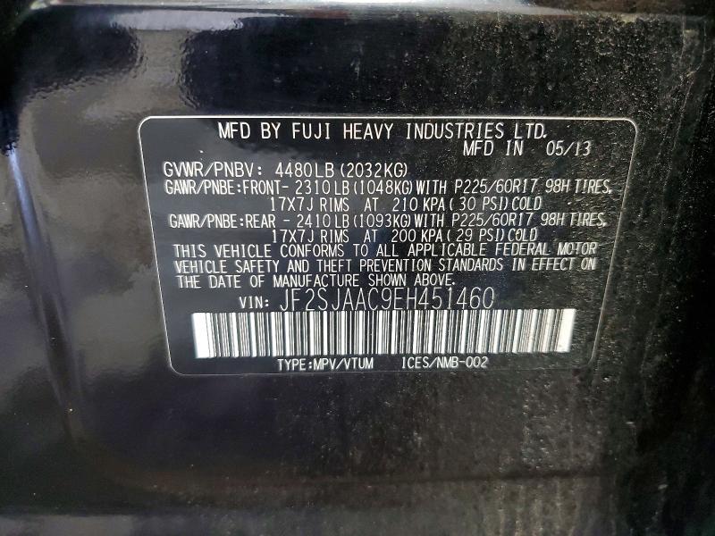Продаж на аукціоні авто 2014 Subaru Forester, vin: JF2SJAAC9EH451460, номер лоту: 51632056