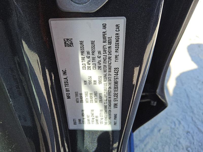 Продажа на аукционе авто 2021 Tesla Model 3, vin: 5YJ3E1EBXMF974428, номер лота: 50483166