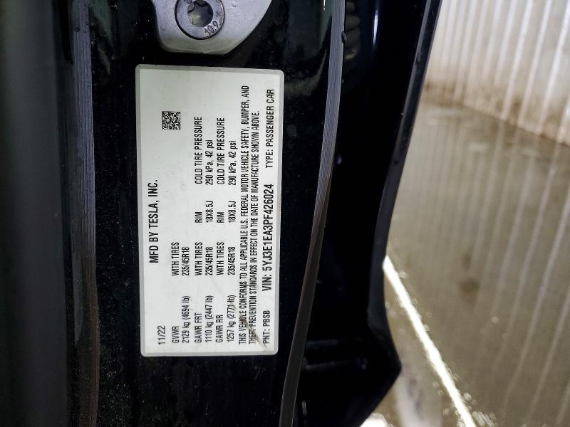 Auction sale of the 2023 Tesla Model 3, vin: 5YJ3E1EA3PF426024, lot number: 49560746