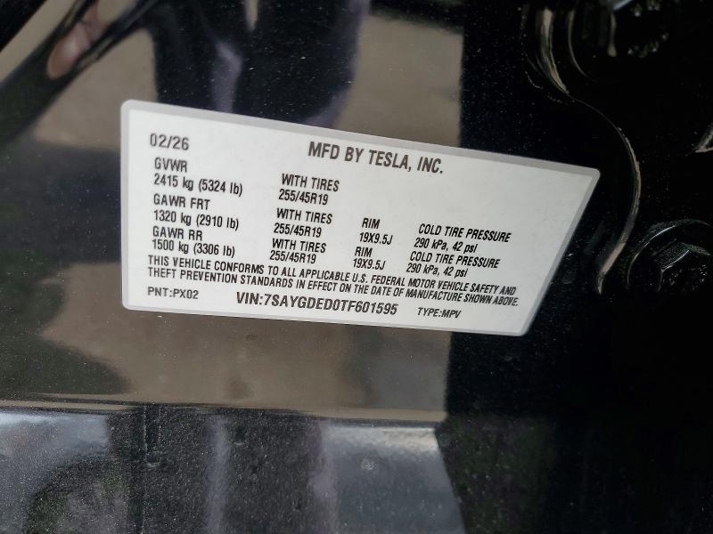 Продаж на аукціоні авто 2026 Tesla Model Y, vin: 7SAYGDED0TF601595, номер лоту: 50175226