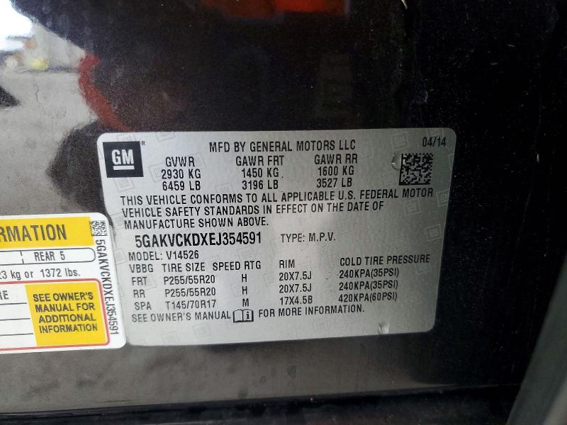 2014 Buick Enclave მანქანა იყიდება აუქციონზე, vin: 5GAKVCKDXEJ354591, აუქციონის ნომერი: 49387716