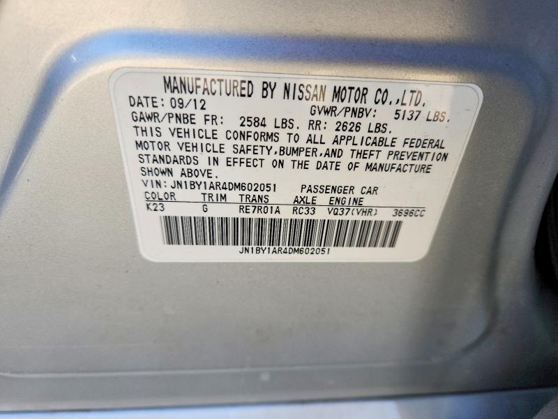 Aukcja sprzedaży 2013 Infiniti M37, vin: JN1BY1AR4DM602051, numer aukcji: 49362896