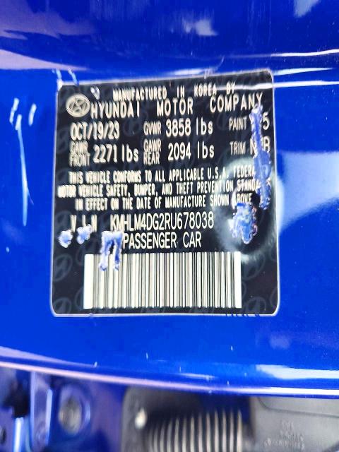 2024 Hyundai Elantra მანქანა იყიდება აუქციონზე, vin: KMHLM4DG2RU678038, აუქციონის ნომერი: 51156476