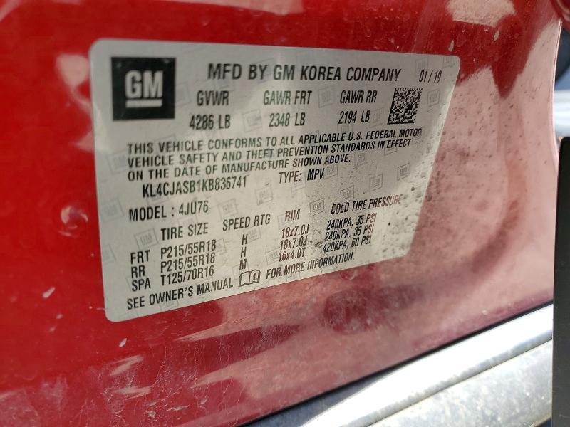 Aukcja sprzedaży 2019 Buick Encore, vin: KL4CJASB1KB836741, numer aukcji: 50630866