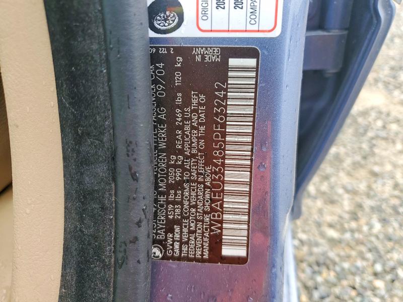 Продажа на аукционе авто 2005 Bmw 325, vin: WBAEU33485PF63242, номер лота: 50485006