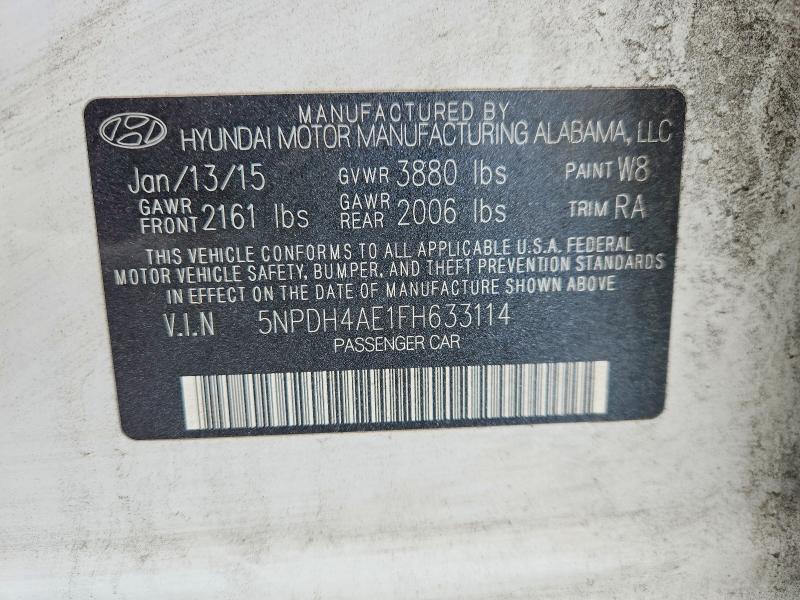 51769296 :رقم المزاد ، 5NPDH4AE1FH633114 vin ، 2015 Hyundai Elantra مزاد بيع