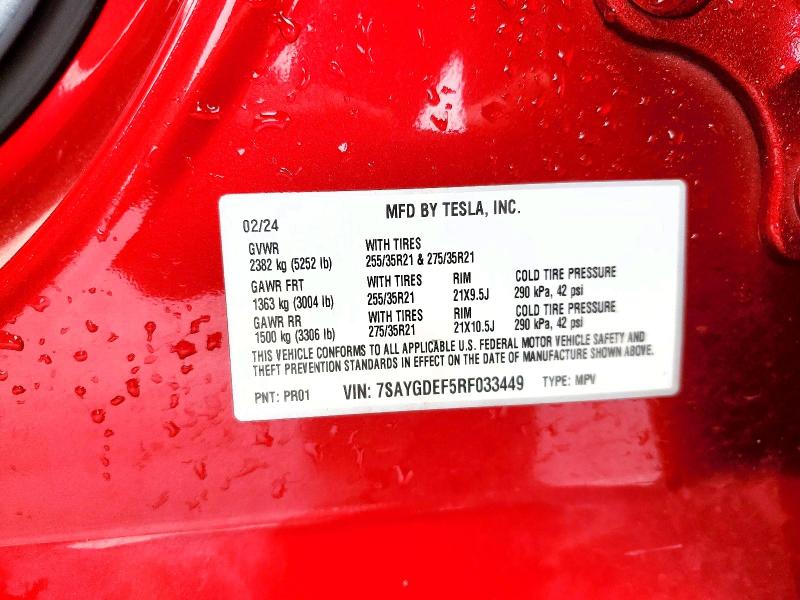 2024 Tesla Model Y მანქანა იყიდება აუქციონზე, vin: 7SAYGDEF5RF033449, აუქციონის ნომერი: 51426546