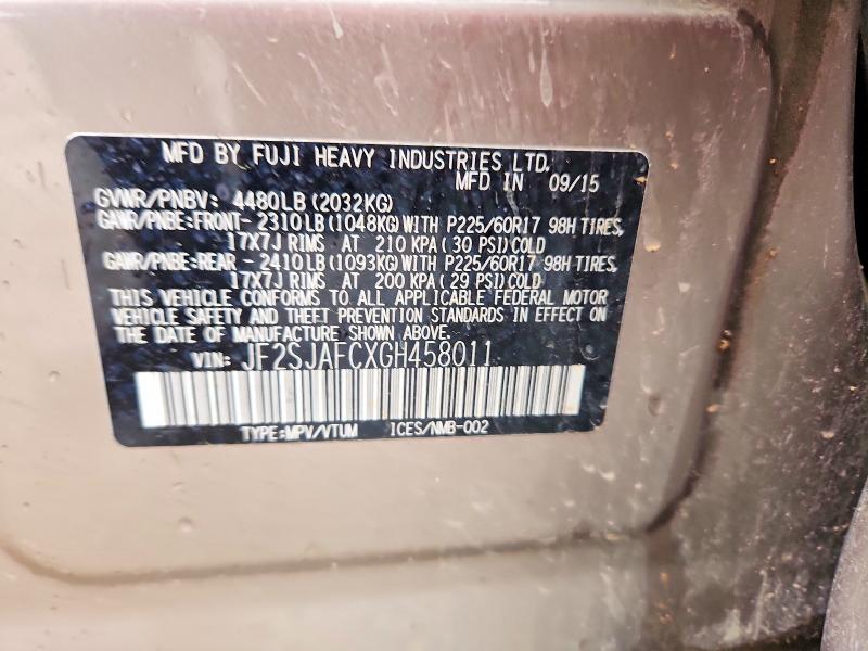50671226 :رقم المزاد ، JF2SJAFCXGH458011 vin ، 2016 Subaru Forester مزاد بيع