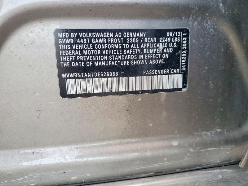 Продажа на аукционе авто 2013 Volkswagen Cc, vin: WVWRN7AN7DE526968, номер лота: 50097556