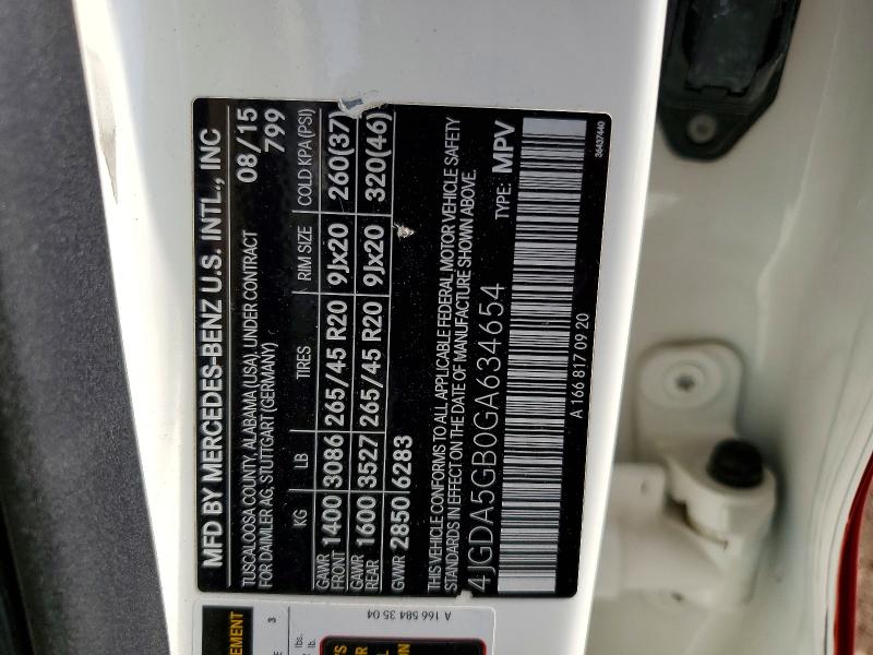 Aukcja sprzedaży 2016 Mercedes-benz Gle, vin: 4JGDA5GB0GA634654, numer aukcji: 51286236