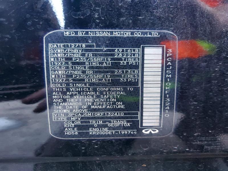 Aukcja sprzedaży 2019 Infiniti Qx50, vin: 3PCAJ5M10KF132410, numer aukcji: 50304186