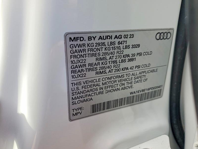 Aukcja sprzedaży 2023 Audi Q8, vin: WA1EVBF16PD020401, numer aukcji: 48266456