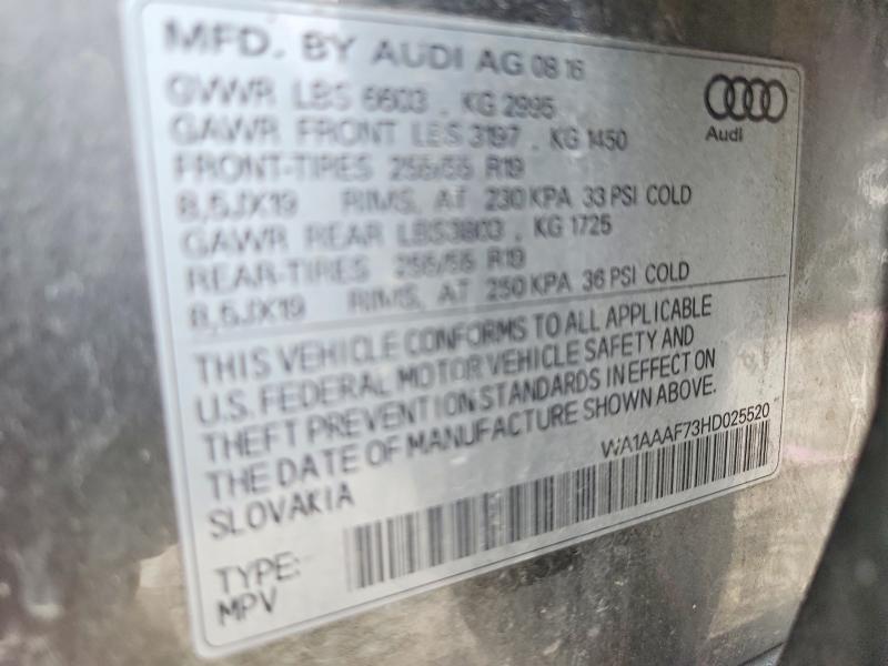Aukcja sprzedaży 2017 Audi Q7, vin: WA1AAAF73HD025520, numer aukcji: 49836956