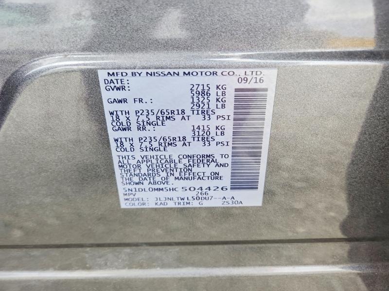 Aukcja sprzedaży 2017 Infiniti Qx60, vin: 5N1DL0MM5HC504426, numer aukcji: 52035326