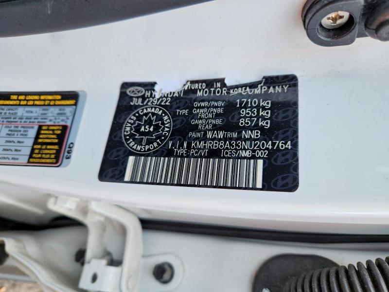 49805946 :رقم المزاد ، KMHRB8A33NU204764 vin ، 2022 Hyundai Venue مزاد بيع