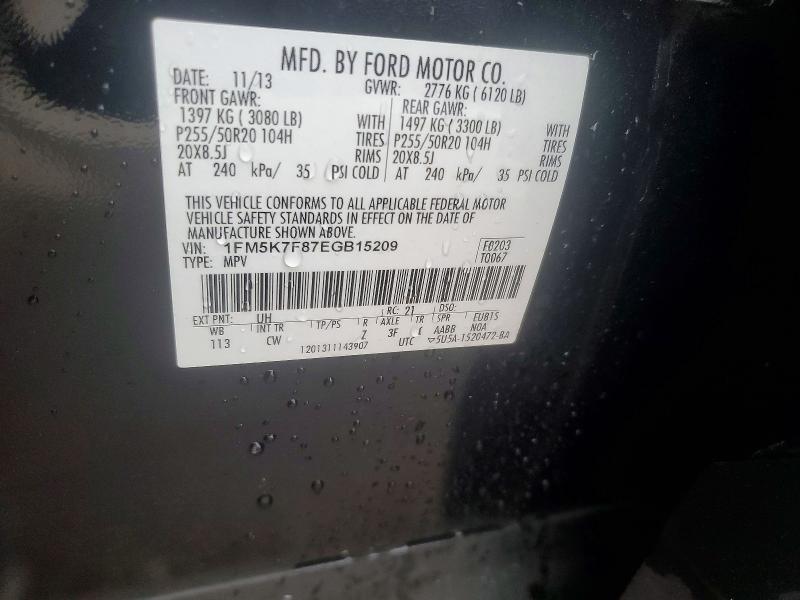 Продаж на аукціоні авто 2014 Ford Explorer, vin: 1FM5K7F87EGB15209, номер лоту: 51247666
