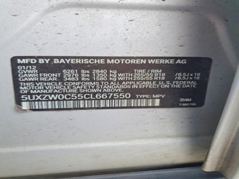 50125776 :رقم المزاد ، 5UXZW0C55CL667550 vin ، 2012 Bmw X5 مزاد بيع