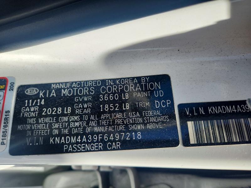 Aukcja sprzedaży 2015 Kia Rio, vin: KNADM4A39F6497218, numer aukcji: 49898026