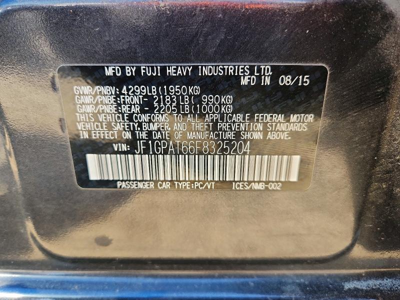 Продаж на аукціоні авто 2015 Subaru Impreza, vin: JF1GPAT66F8325204, номер лоту: 50397046