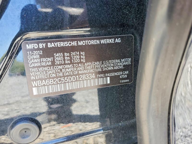 2013 Bmw 650 მანქანა იყიდება აუქციონზე, vin: WBA6B2C55DD128334, აუქციონის ნომერი: 49415276