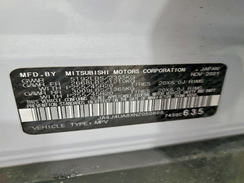 Aukcja sprzedaży 2022 Mitsubishi Outlander, vin: JA4J4UA8XNZ050888, numer aukcji: 47726746