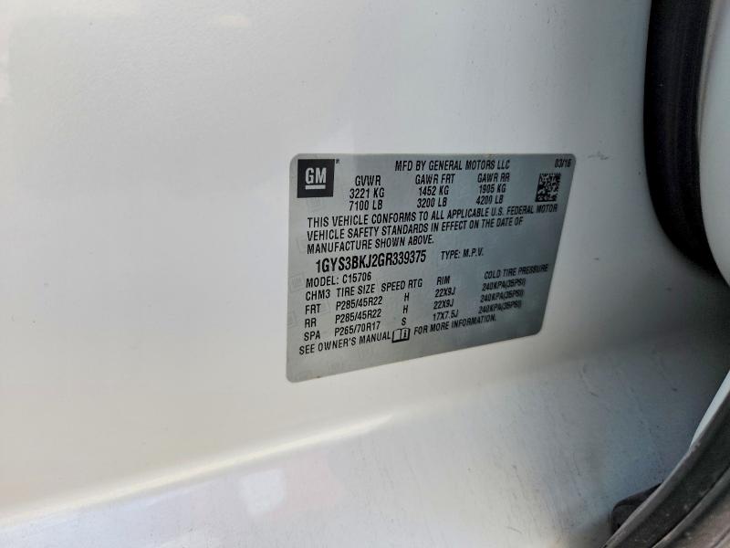 Aukcja sprzedaży 2016 Cadillac Escalade, vin: 1GYS3BKJ2GR339375, numer aukcji: 49871236