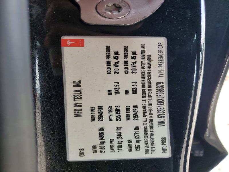 Продаж на аукціоні авто 2018 Tesla Model 3, vin: 5YJ3E1EAXJF098379, номер лоту: 50157266