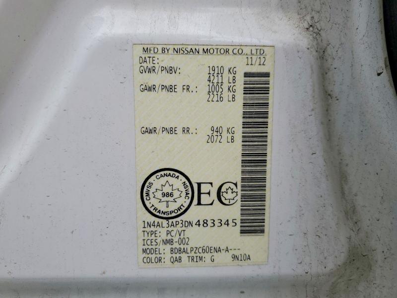 Aukcja sprzedaży 2013 Nissan Altima, vin: 1N4AL3AP3DN483345, numer aukcji: 51342106