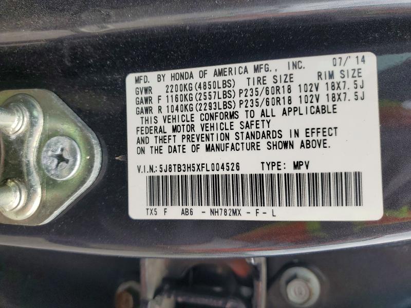 Продажа на аукционе авто 2015 Acura Rdx, vin: 5J8TB3H5XFL004526, номер лота: 49586286