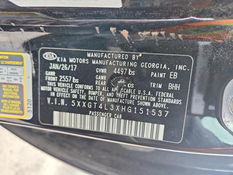 Продаж на аукціоні авто 2017 Kia Optima, vin: 5XXGT4L3XHG151537, номер лоту: 51003736