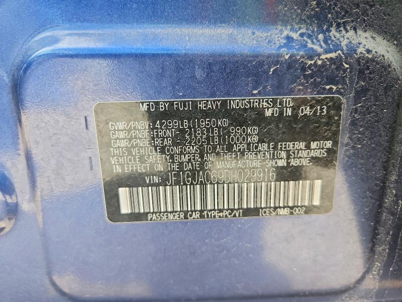 Продажа на аукционе авто 2013 Subaru Impreza, vin: JF1GJAC69DH029916, номер лота: 48521576