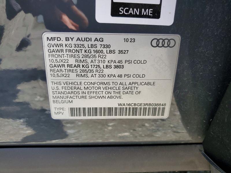 Продажа на аукционе авто 2024 Audi Sq8 E-tron, vin: WA16CBGE3RB038848, номер лота: 50509166