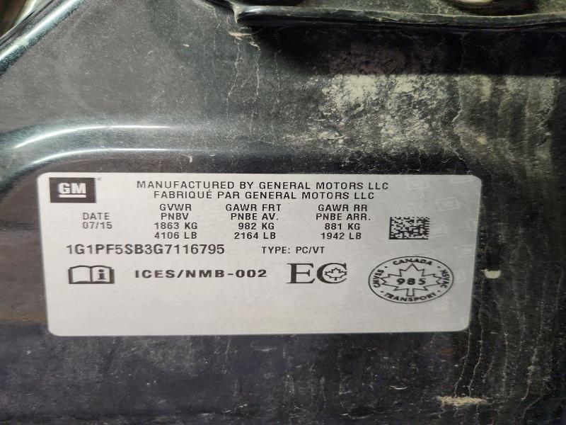 49709546 :رقم المزاد ، 1G1PF5SB3G7116795 vin ، 2016 Chevrolet Cruze Limited مزاد بيع