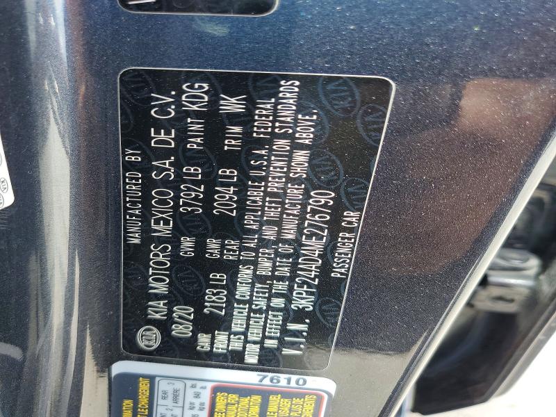 52012476 :رقم المزاد ، 3KPF24AD4ME276790 vin ، 2021 Kia Forte مزاد بيع