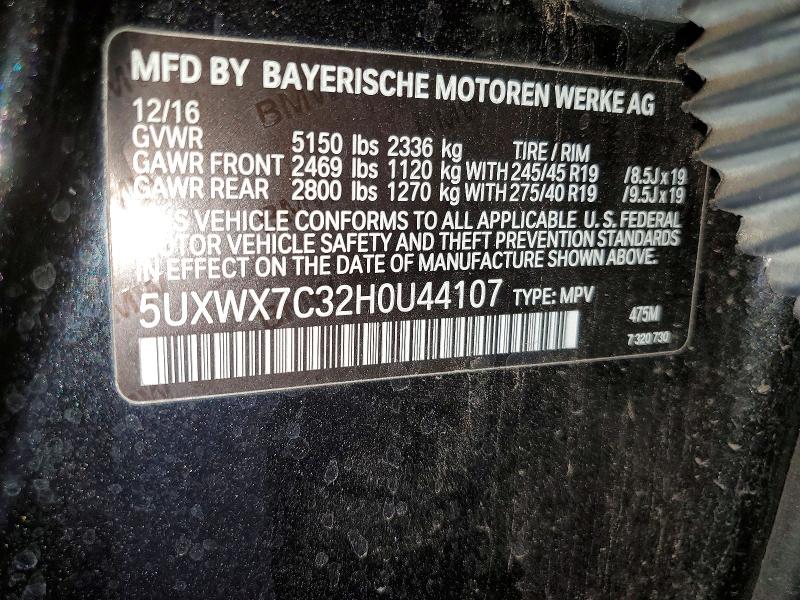 48061726 :رقم المزاد ، 5UXWX7C32H0U44107 vin ، 2017 Bmw X3 مزاد بيع