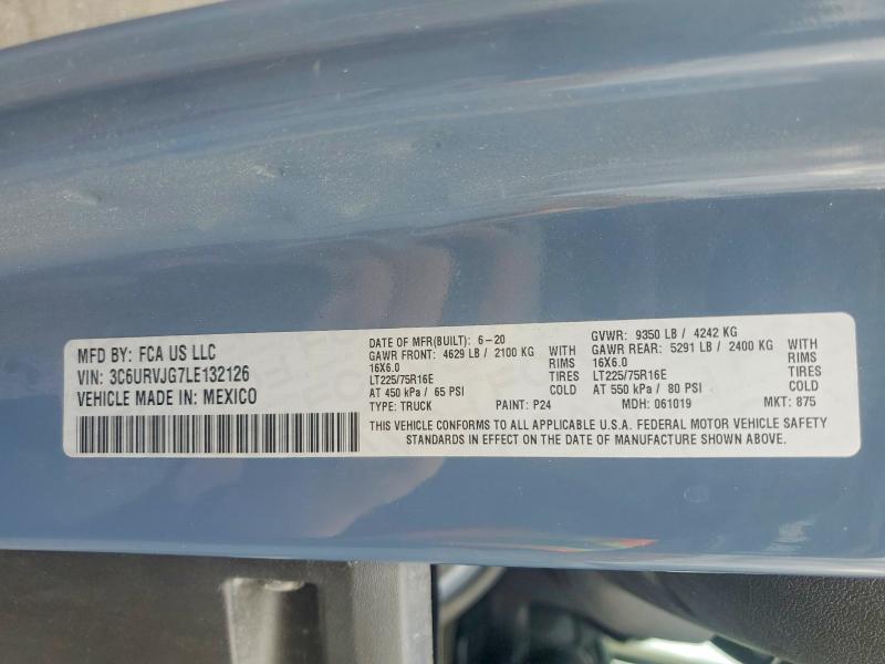 49303936 :رقم المزاد ، 3C6URVJG7LE132126 vin ، 2020 Ram Promaster 3500 مزاد بيع