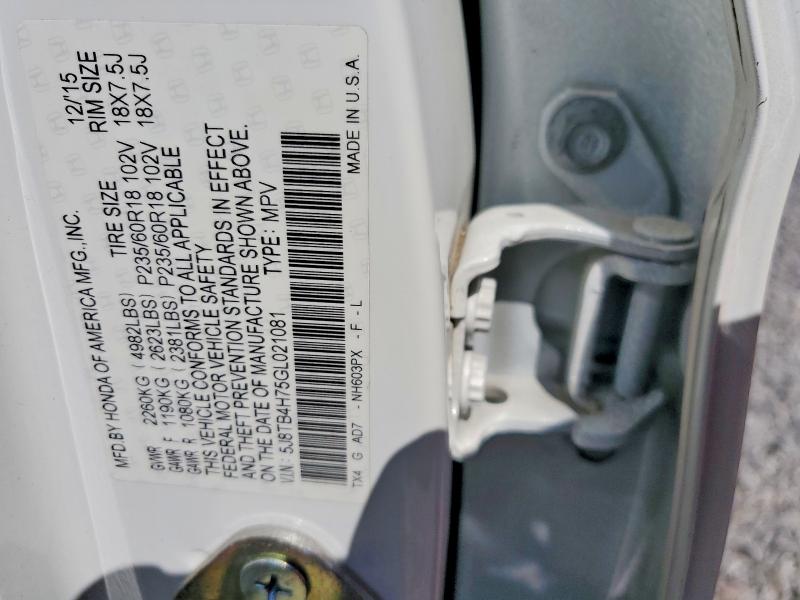 Aukcja sprzedaży 2016 Acura Rdx, vin: 5J8TB4H75GL021081, numer aukcji: 48970726