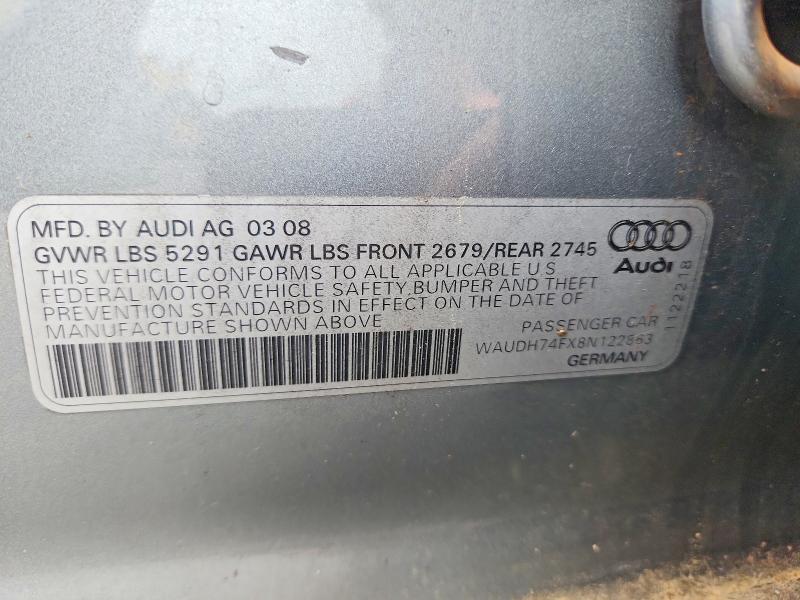 Aukcja sprzedaży 2008 Audi A6, vin: WAUDH74FX8N122863, numer aukcji: 51677506