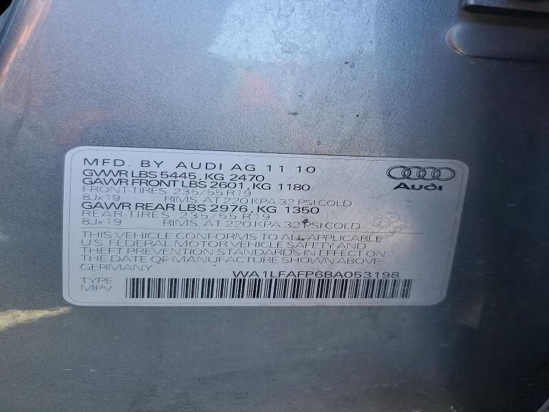 2011 Audi Q5 მანქანა იყიდება აუქციონზე, vin: WA1LFAFP6BA053198, აუქციონის ნომერი: 49484796