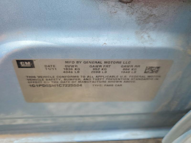 Продаж на аукціоні авто 2012 Chevrolet Cruze, vin: 1G1PD5SH1C7225504, номер лоту: 51830986